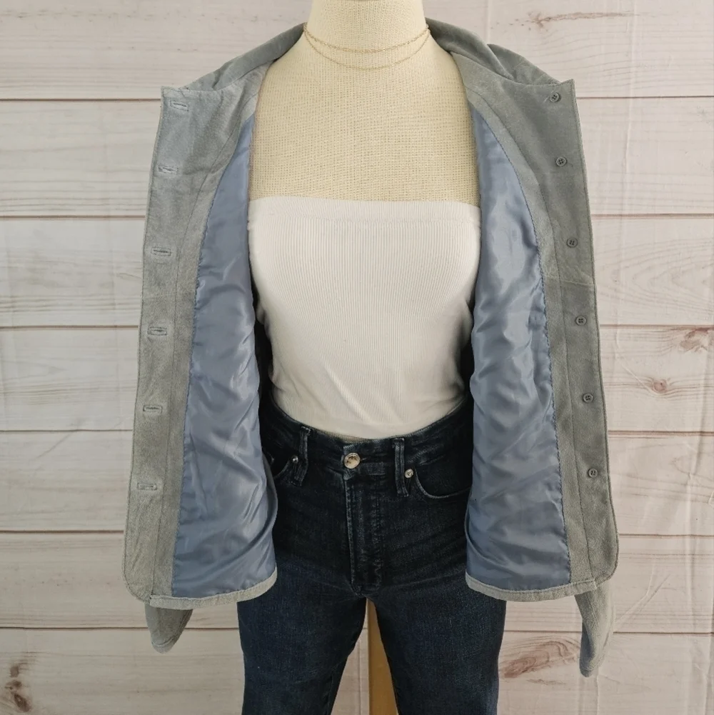 Vintage J Marco Tailored Suede Jacket in Cool Blue Size Large